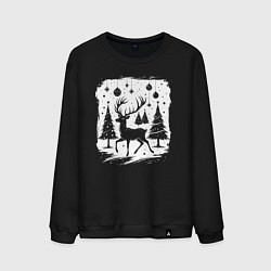 Мужской свитшот Олень в новогоднем лесу