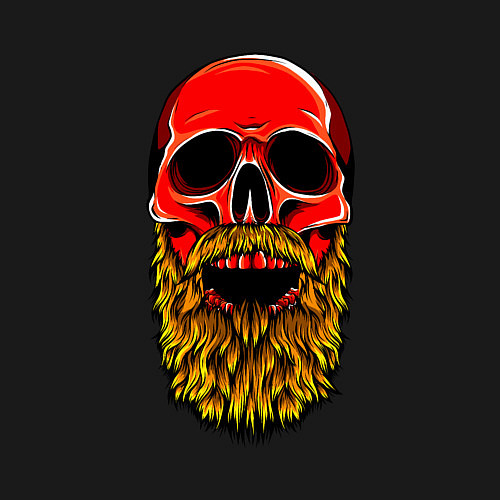 Мужской свитшот Красный череп с бородой / Черный – фото 3