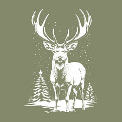 Свитшот хлопковый мужской Зимний олень, цвет: авокадо — фото 2