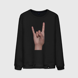 Свитшот хлопковый мужской Жест коза правой рукой, цвет: черный