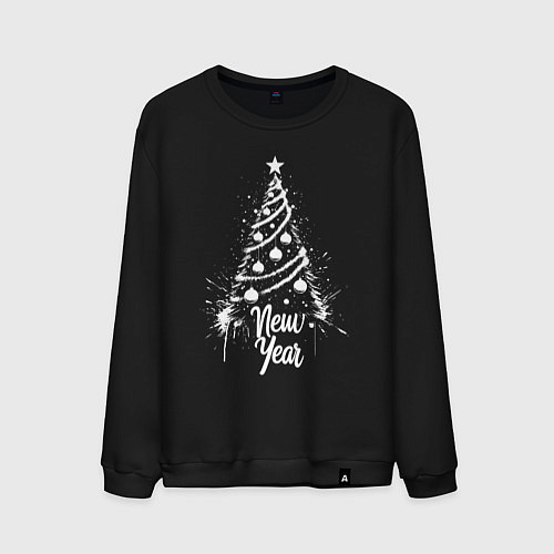 Мужской свитшот Новый год и елка / Черный – фото 1