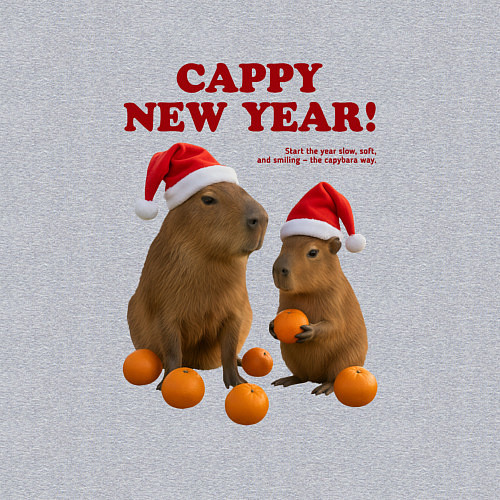 Мужской свитшот Cappy new year с мандаринами / Меланж – фото 3