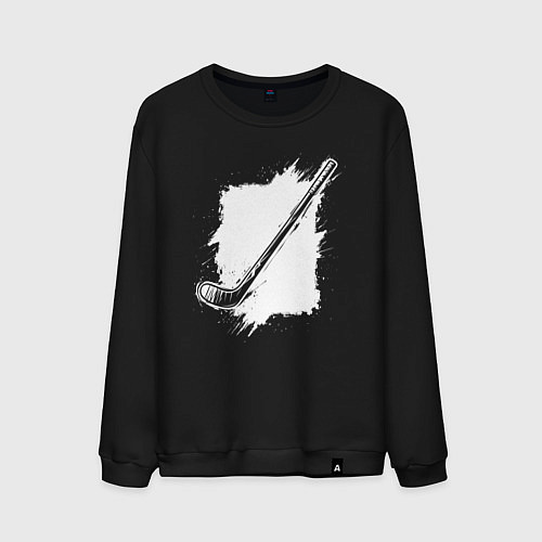 Мужской свитшот Хоккейная клюшка в квадрате / Черный – фото 1