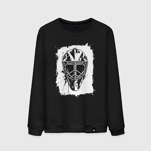 Мужской свитшот Вратарская маска в белом квадрате / Черный – фото 1