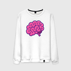 Свитшот хлопковый мужской Pinky brain, цвет: белый