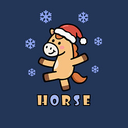 Свитшот хлопковый мужской Лошадь и снежинки, символ года, цвет: тёмно-синий — фото 2