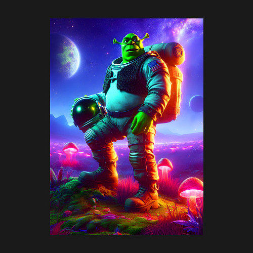 Мужской свитшот Космонавт Шрек на похожей планете / Черный – фото 3