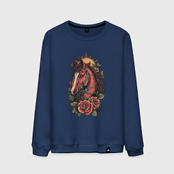 Мужской свитшот Красный конь с розами