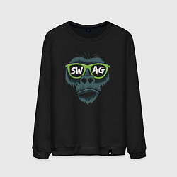 Свитшот хлопковый мужской Swag monkey, цвет: черный