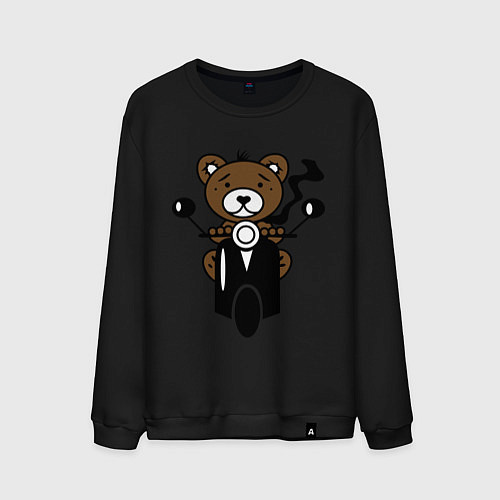 Мужской свитшот Медведь на мотороллере / Черный – фото 1