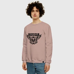 Свитшот хлопковый мужской Russia: Empire Eagle, цвет: пыльно-розовый — фото 2