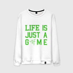 Свитшот хлопковый мужской Life is just a game, цвет: белый