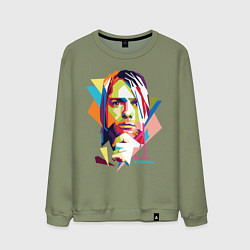 Свитшот хлопковый мужской Kurt Cobain: Colors, цвет: авокадо