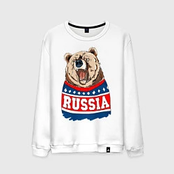 Свитшот хлопковый мужской Made in Russia: медведь, цвет: белый