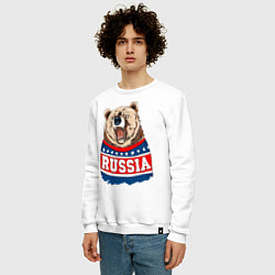 Свитшот хлопковый мужской Made in Russia: медведь, цвет: белый — фото 2