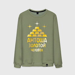 Свитшот хлопковый мужской Антоша - золотой человек (gold), цвет: авокадо