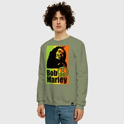 Свитшот хлопковый мужской Bob Marley: Jamaica, цвет: авокадо — фото 2