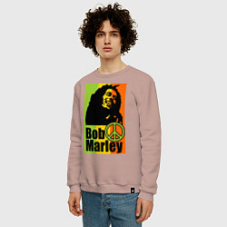 Свитшот хлопковый мужской Bob Marley: Jamaica, цвет: пыльно-розовый — фото 2