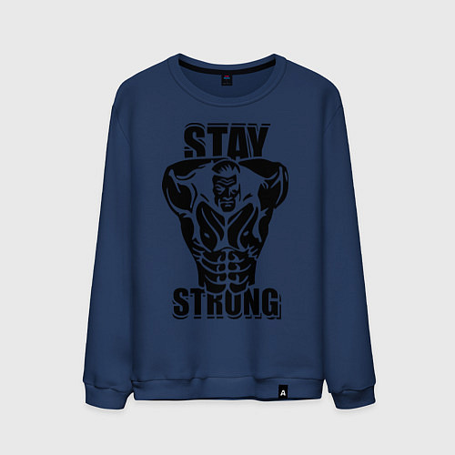 Мужской свитшот Stay strong / Тёмно-синий – фото 1