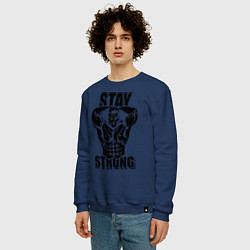 Свитшот хлопковый мужской Stay strong, цвет: тёмно-синий — фото 2