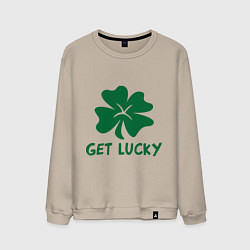 Свитшот хлопковый мужской Get lucky, цвет: миндальный