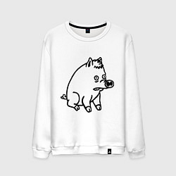 Свитшот хлопковый мужской Pig, цвет: белый