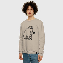 Свитшот хлопковый мужской Pig, цвет: миндальный — фото 2