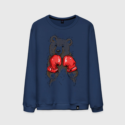 Мужской свитшот Bear Boxing / Тёмно-синий – фото 1