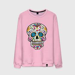 Свитшот хлопковый мужской Skull decorated, цвет: светло-розовый