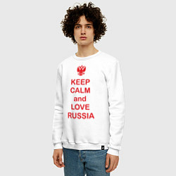 Свитшот хлопковый мужской Keep Calm & Love Russia, цвет: белый — фото 2