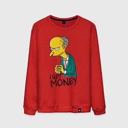 Свитшот хлопковый мужской Mr. Burns: I get money, цвет: красный