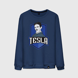 Свитшот хлопковый мужской Никола Тесла, цвет: тёмно-синий