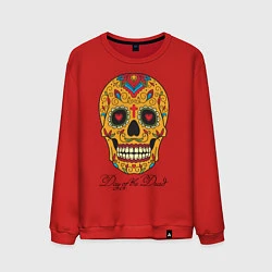 Свитшот хлопковый мужской Мексиканский череп, цвет: красный