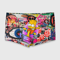 Мужские плавки Скейтбордист Барт Симпсон на фоне стены с граффити, цвет: 3D-принт