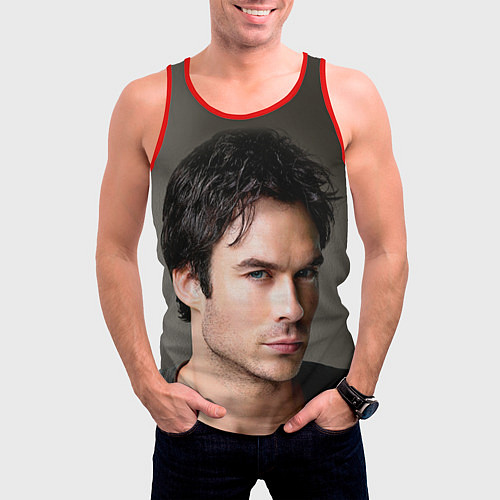 Мужская майка без рукавов Ian Somerhalder / 3D-Красный – фото 3