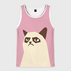 Майка-безрукавка мужская Grumpy cat pink, цвет: 3D-белый