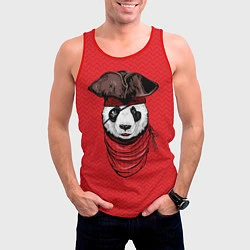 Майка-безрукавка мужская Панда пират, цвет: 3D-красный — фото 2