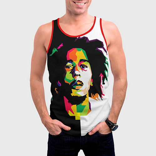 Мужская майка без рукавов Bob Marley: Colors / 3D-Красный – фото 3