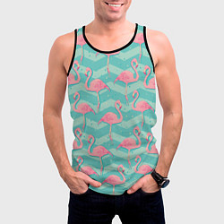Майка-безрукавка мужская Flamingo Pattern, цвет: 3D-черный — фото 2
