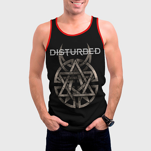 Мужская майка без рукавов Disturbed Logo / 3D-Красный – фото 3
