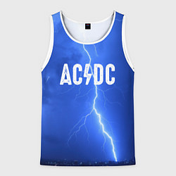 Майка-безрукавка мужская AC/DC: Lightning, цвет: 3D-белый