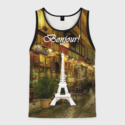 Майка-безрукавка мужская Bonjour - Paris, цвет: 3D-черный