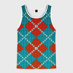 Майка-безрукавка мужская Knitting pattern, цвет: 3D-белый
