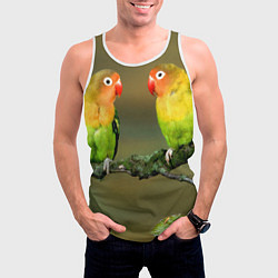Майка-безрукавка мужская Два попугая, цвет: 3D-белый — фото 2