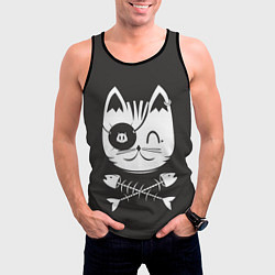 Майка-безрукавка мужская Кот пират, цвет: 3D-черный — фото 2