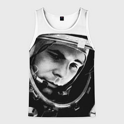 Майка-безрукавка мужская Гагарин космонавт, цвет: 3D-белый