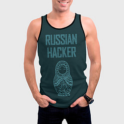 Майка-безрукавка мужская Русский хакер, цвет: 3D-черный — фото 2