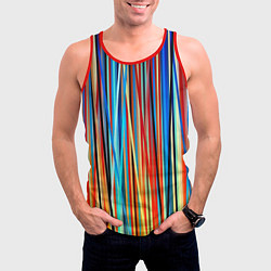 Майка-безрукавка мужская Colored stripes, цвет: 3D-красный — фото 2