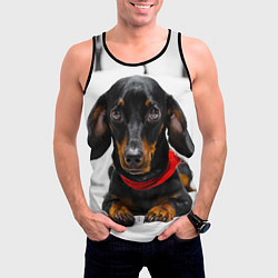 Майка-безрукавка мужская Милая такса, цвет: 3D-черный — фото 2