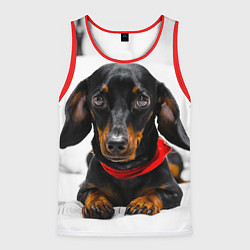 Майка-безрукавка мужская Милая такса, цвет: 3D-красный